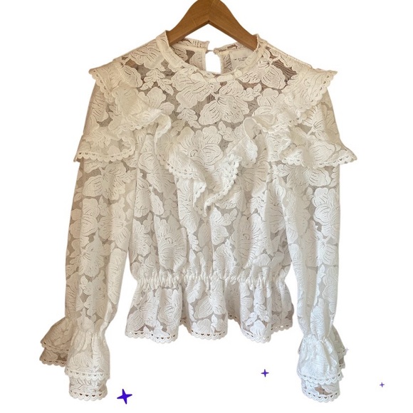 NWOT THE COLLECTION BY REFORMATION Carlisle Lace Top - Ivory/white size 4 - Picture 13 of 14